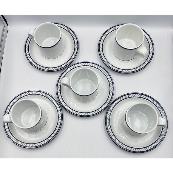 LYNGBY by Dansk Designs Bistro Flat Cup and Saucer 10pc Set - Picture 4 of 7